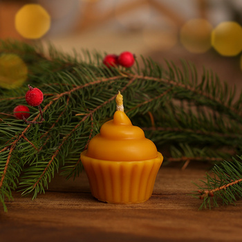 Świeca z wosku pszczelego cupcake babeczka
