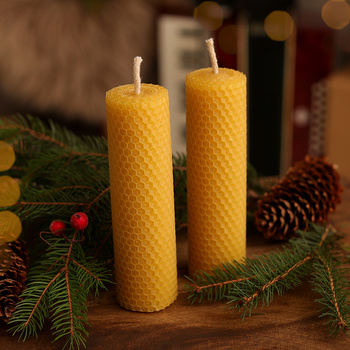 Świeca z wosku pszczelego zwijana wysoka - 2 szt.